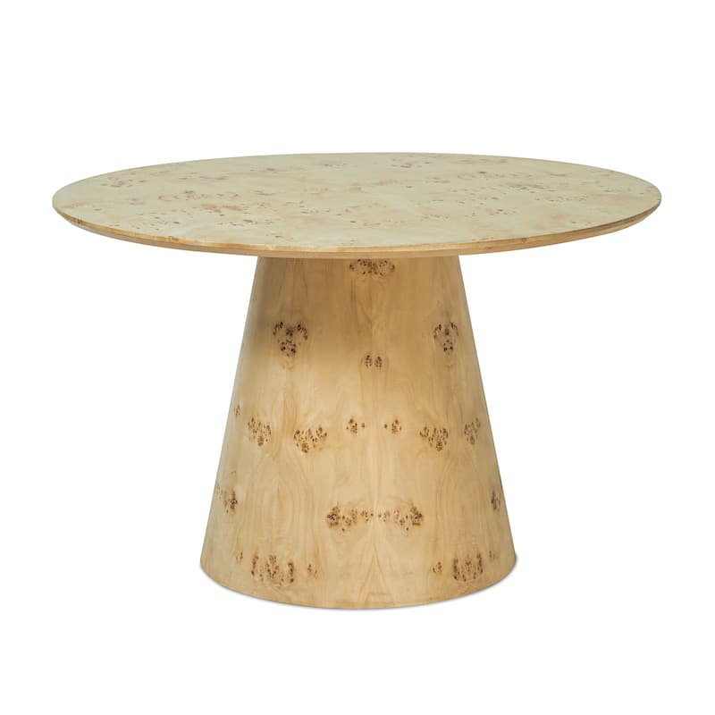 Gianna Transitional Burl Wood Round Dining Table by Sevita, 60" D x 60" W x 30" H - 60"D x 60"W x 30"H