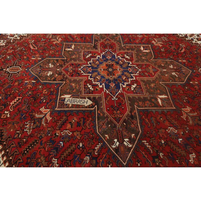 Hand Knotted Oriental 100% Wool Carpet Traditional Medallion Red Heriz Area Rug - 12' 0'' X 9' 9''