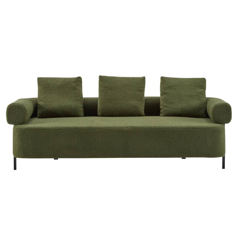 78" Modern 3-Seater Sofa Couch, Upholstered Sofa with Rolled Armrests & 3 Plush Pillows, Comfy Couch for Living Room, Bedroom
