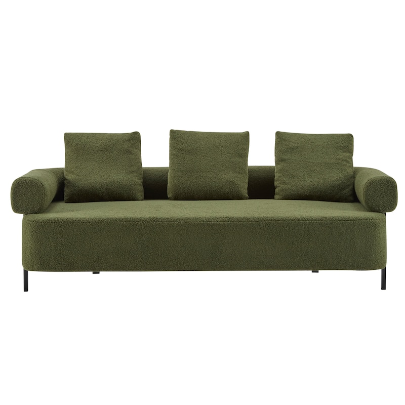 Christopher Knight Home - Leontius Boucle Sofa with Rolled Armrests and 3 Plush Pillows