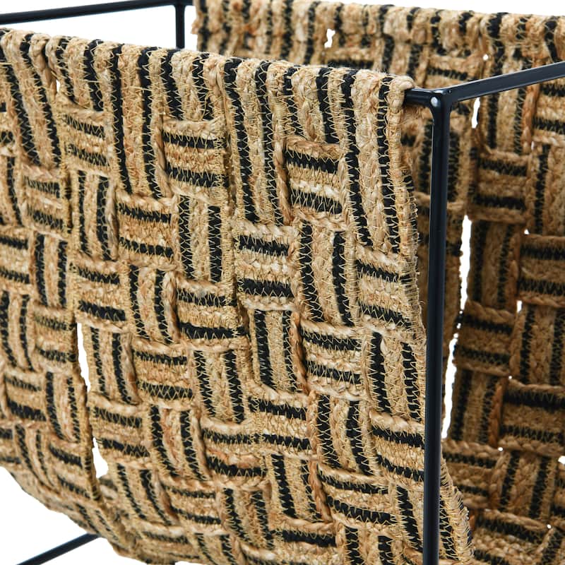 Woven Jute and Metal Magazine Holder