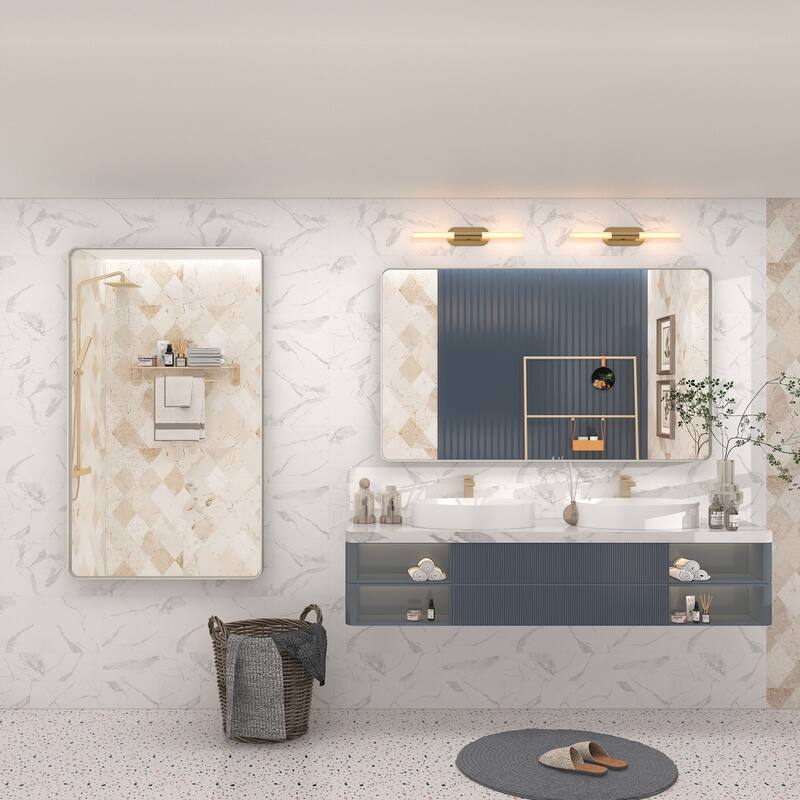 Modern Metal Frame Wall Mounted Bathroom Vanity Mirror