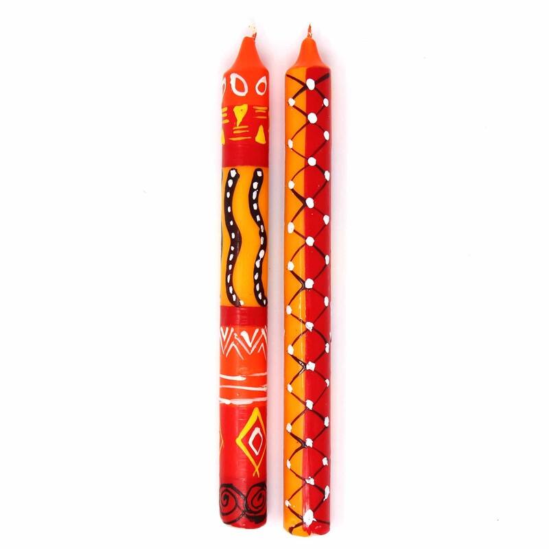 Unscented Hand-Painted Dinner Candles, Set of 2