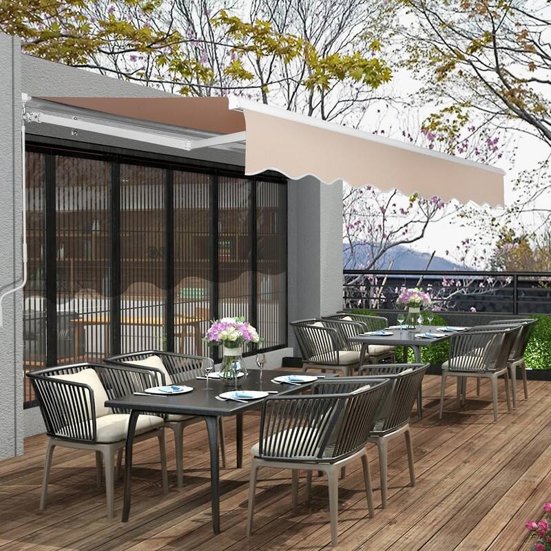 13FT x 8FT Steel Retractable Awning Sunshade Manual Open