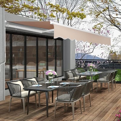 13FT x 8FT Steel Retractable Awning Sunshade Manual Open