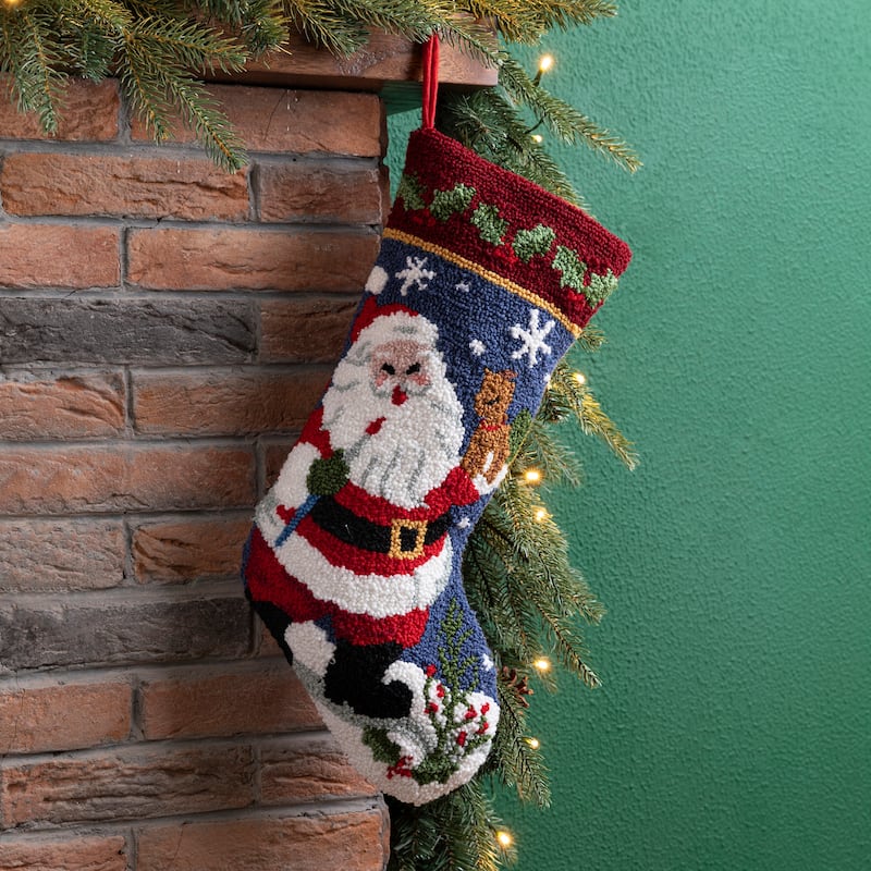 Glitzhome 19"L Hooked Snowman or Santa Christmas Stocking