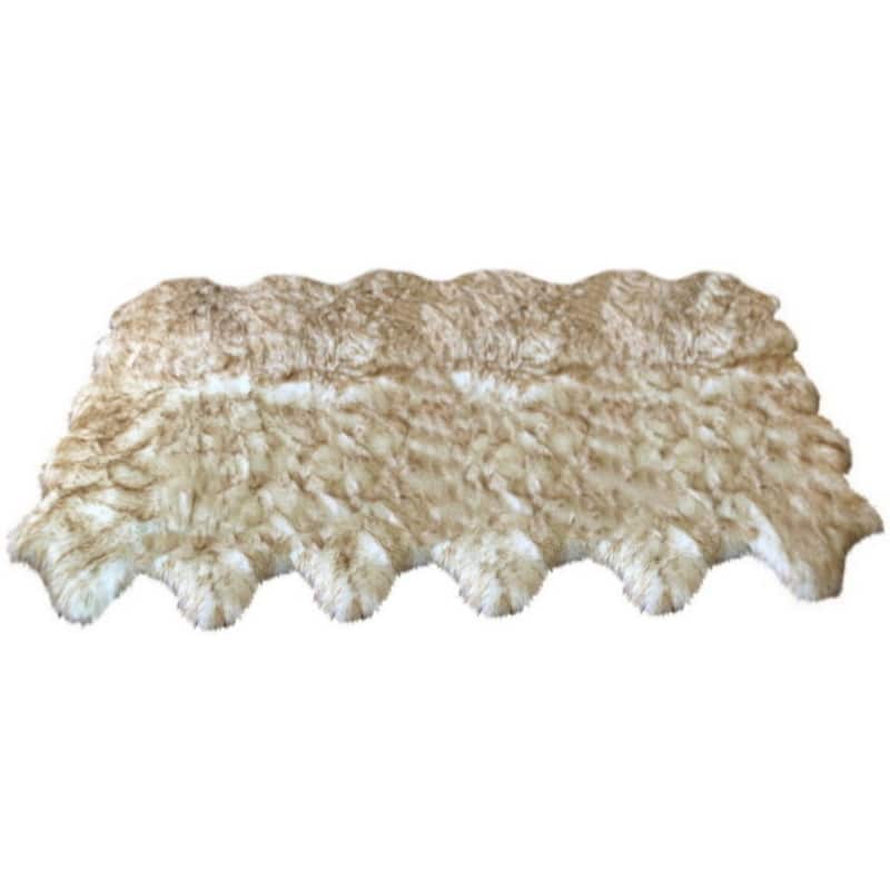Dynasty Natural 12-Pelt Luxury Long Wool Sheepskin Shag Rug - 5'5" x 9'2"