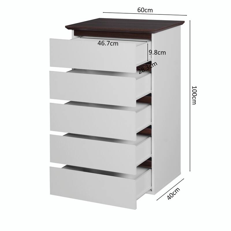 White Mid-Century Modern 5-Drawer Dresser
