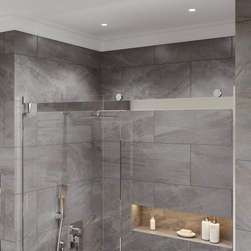 Eviva Glide Sliding Frameless Shower Door with Tempered Glass