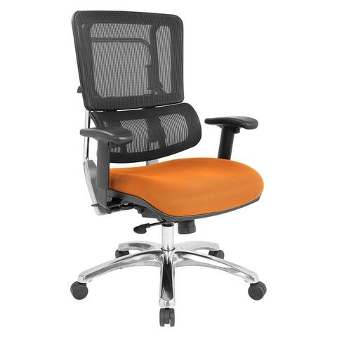 Black Mesh Back with Custom Fabric Seat and Chrome Base