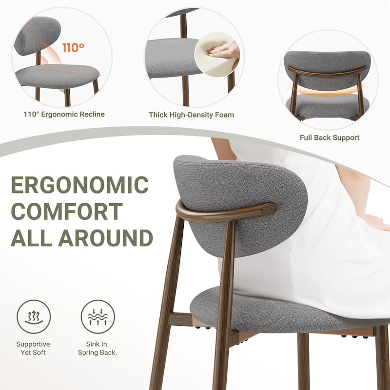 RENEWLINE 25 Inch Bar Stools with Backrest, Mid-Century Modern Counter Height Stools for Kitchen Island