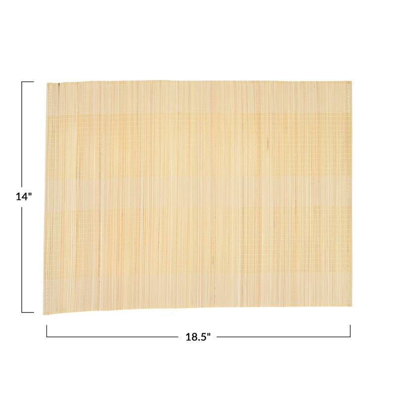 Hand-Woven Bamboo Striped Placemat, Cream Color & Natural, Set of 12