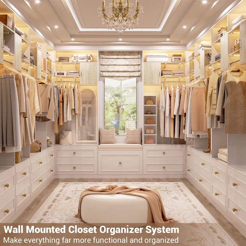 65''W Reversible Laundry Storage Cabinet with Doors and Storage Shelves and Shelf Towers