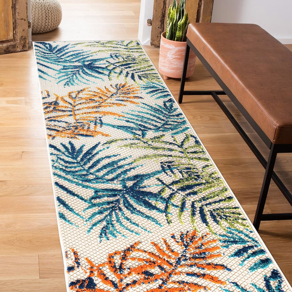 Bahama Palm Frond Floral Indoor/Outdoor Area Rug
