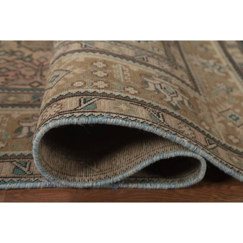 Hand Knotted Oriental 100% Wool Carpet Traditional Medallion Peach Tabriz Area Rug - 9' 7'' X 6' 5''
