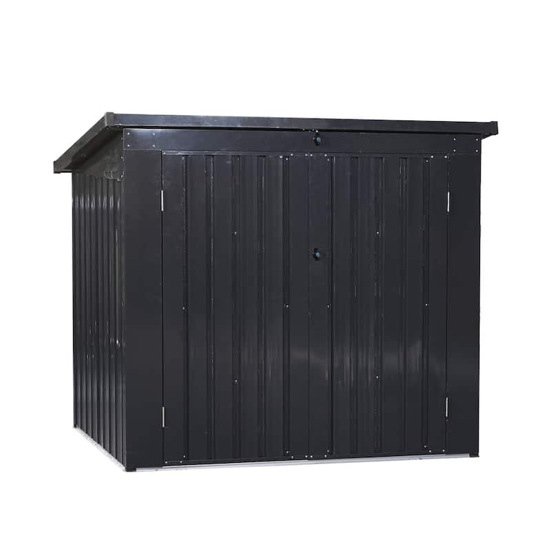 Garbage Bin Shed Stores 2 Trash Cans Metal Outdoor Bin Shed for Garbage Storage,Stainless Galvanized Steel