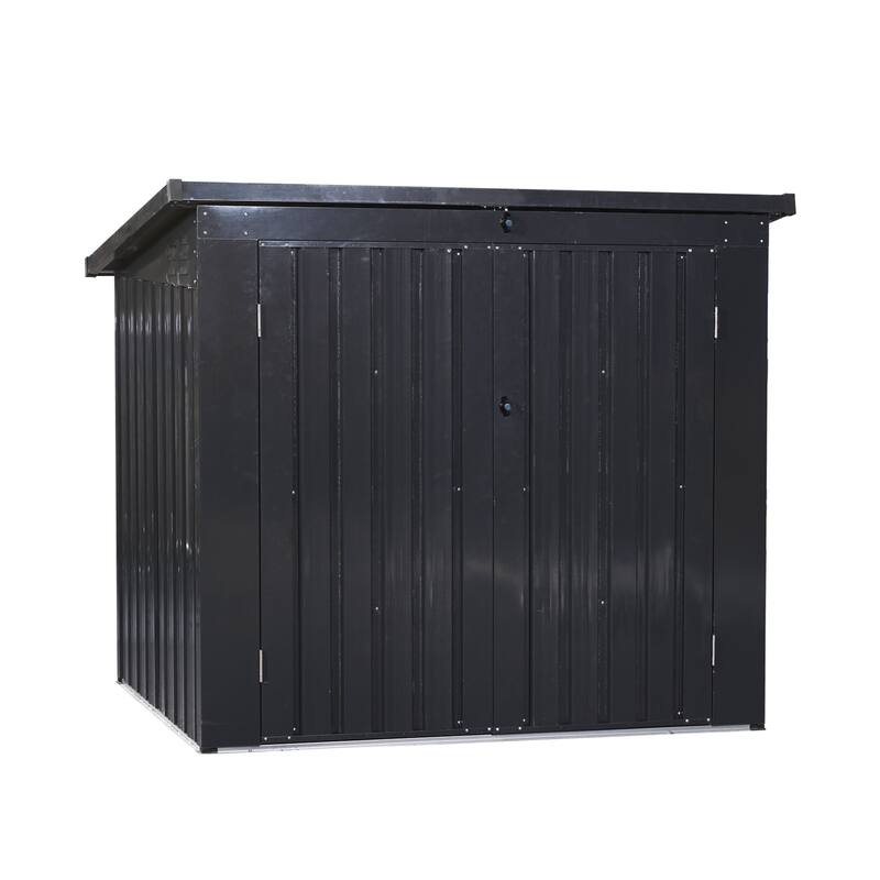 Upgraded Black Metal Garbage Bin Shed – Holds 2 Trash Cans, Stainless Galvanized Steel, for Outdoor/Garden Use.