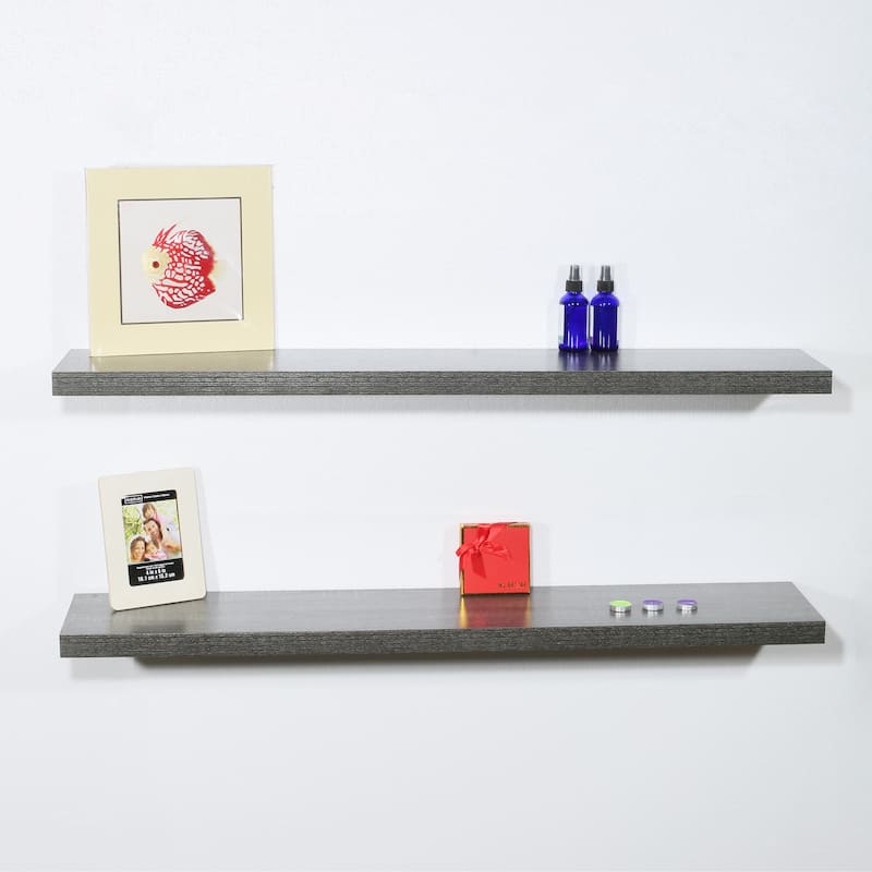 Davee Set of 2 Black Oak Floating Shelves--47.25 *9.25 *1.5 inches - 47.25 *9.25 *1.5 inches