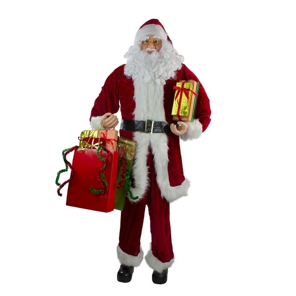 6' Red and White Standing Santa Claus with Presents Christmas Figurine