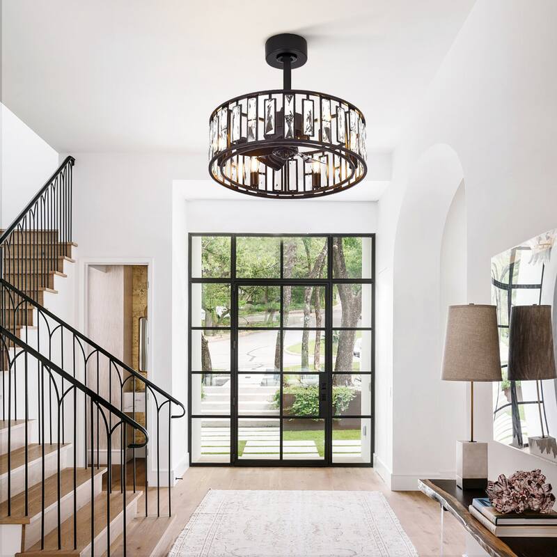 20-In Chandelier Caged Ceiling Fan with Light and Remote(5-blade)