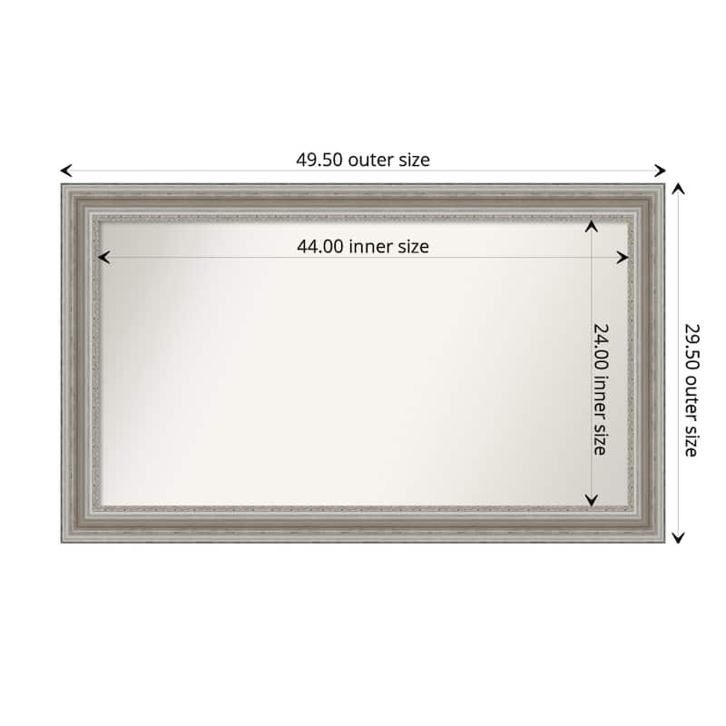 Parlor Silver Framed Non-Beveled Custom Wall Mirror, Bathroom Vanity Mirror - Outer Size: 49.5 x 29.5