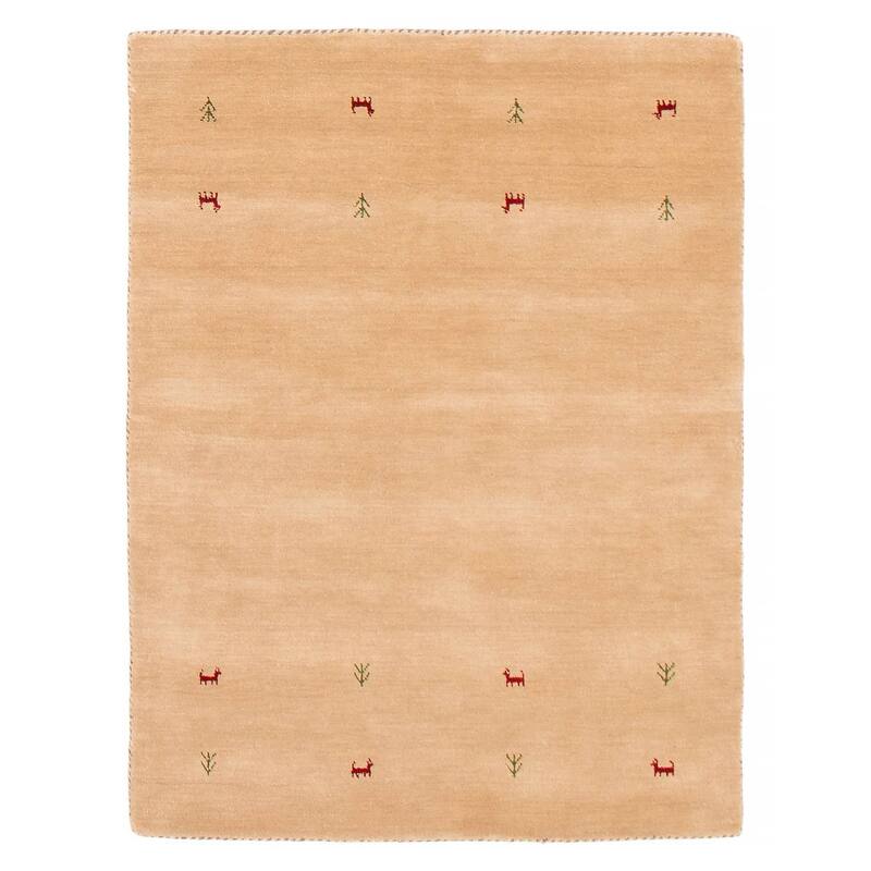 Kashkuli Gabbeh Beige Rug 3'10" x 5'8" - 3'10 x 5'8 - Beige - 3'10 x 5'8