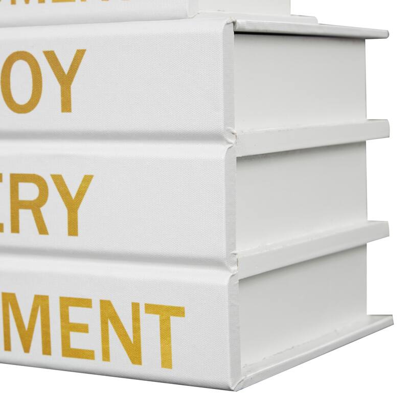 White or Black Canvas Faux Storage Book Box with Gold or White Enjoy, Every, Moment Text (Set of 2)