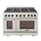 preview thumbnail 38 of 63, Professional 48 in. 6.7 cu. ft. Double Oven Natural Gas Range with 25K Power Burner, Convection Oven in Stainless Steel Tuxedo Black 