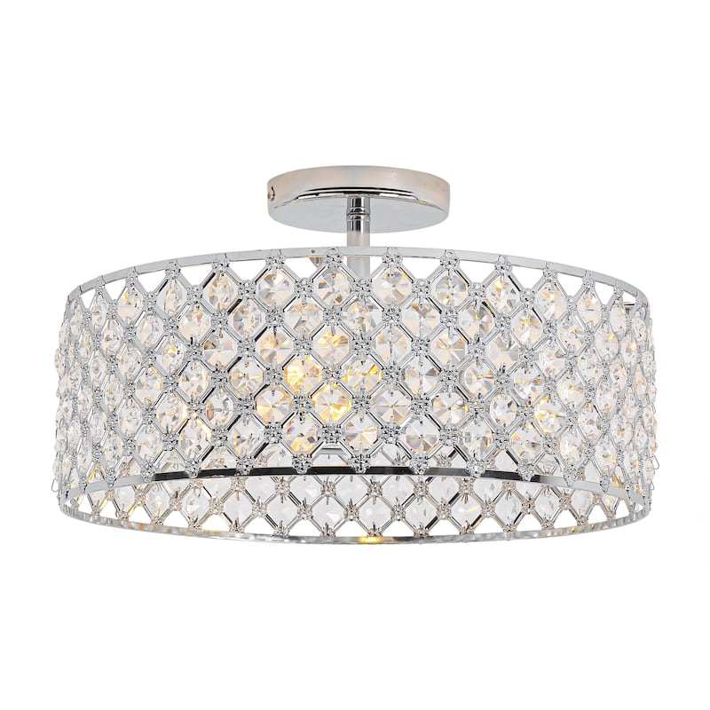 15" Modern Crystal Semi-Flush Mount Ceiling Light