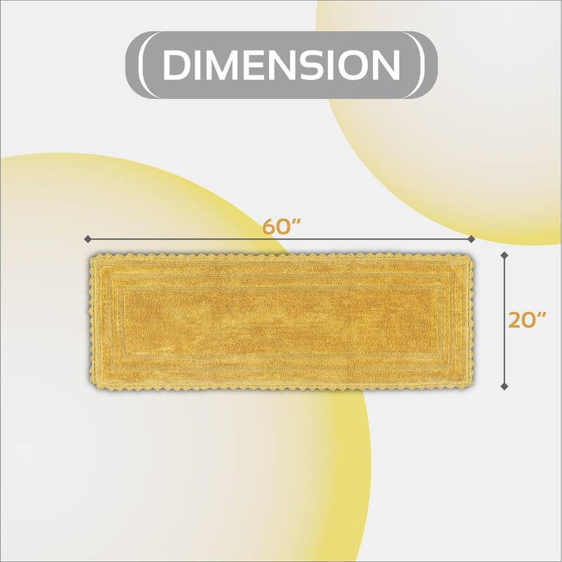 Better Trends Bath Rugs 100% Cotton Soft & Water Absorbent Reversible Tufted Bathroom Rug for Shower, Sink Mats Lilly Crochet - 20" x 60" Runner - Yellow