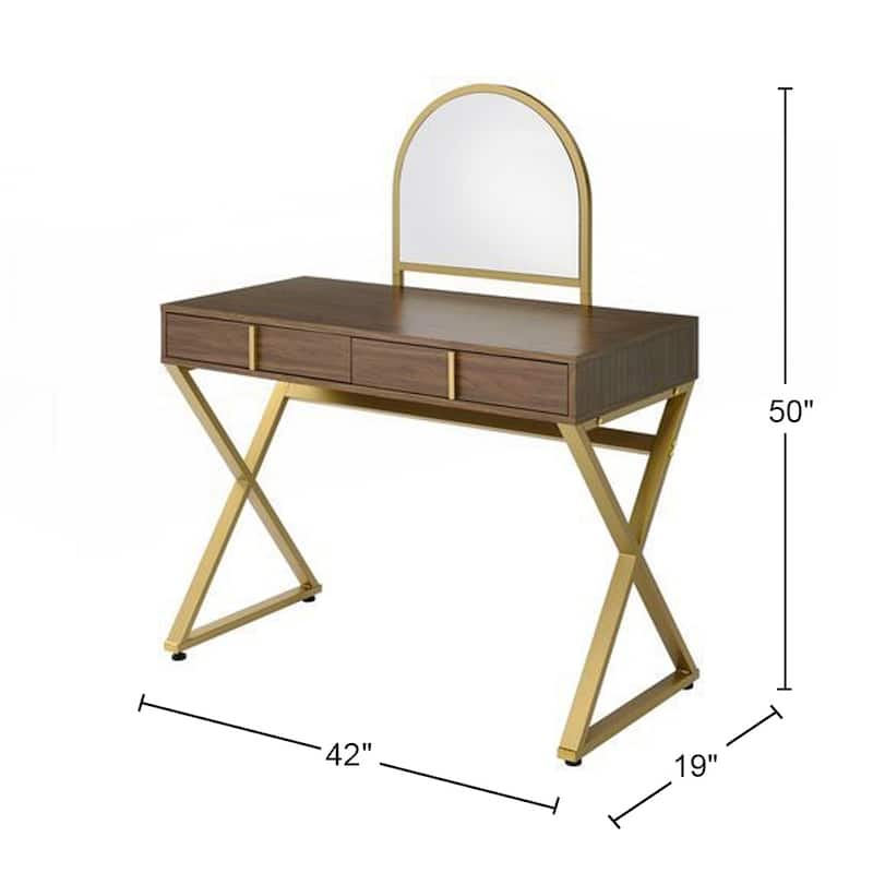 2 Drawers Vanity Desk with Mirror and Jewelry Tray