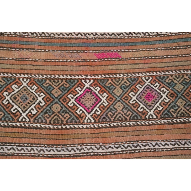 Hand Woven Oriental 100% Wool Carpet Southwestern Tribal Multi-Colored Kilim Area Rug - 6' 10'' X 5' 0''