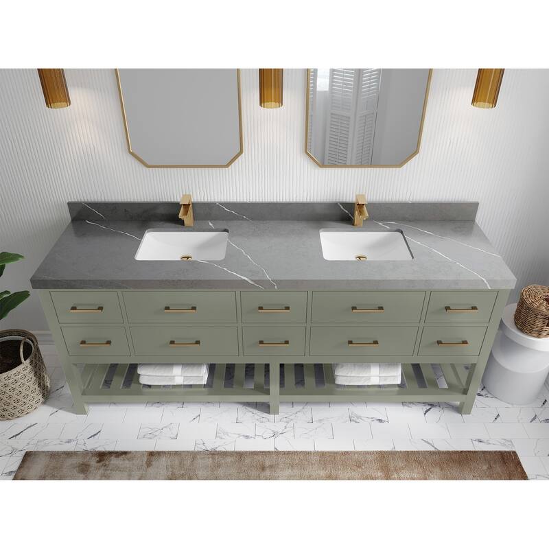 Willow Collections 84 in. W x 22 in. D Parker Double Sink Bathroom vanity with Regular Countertop