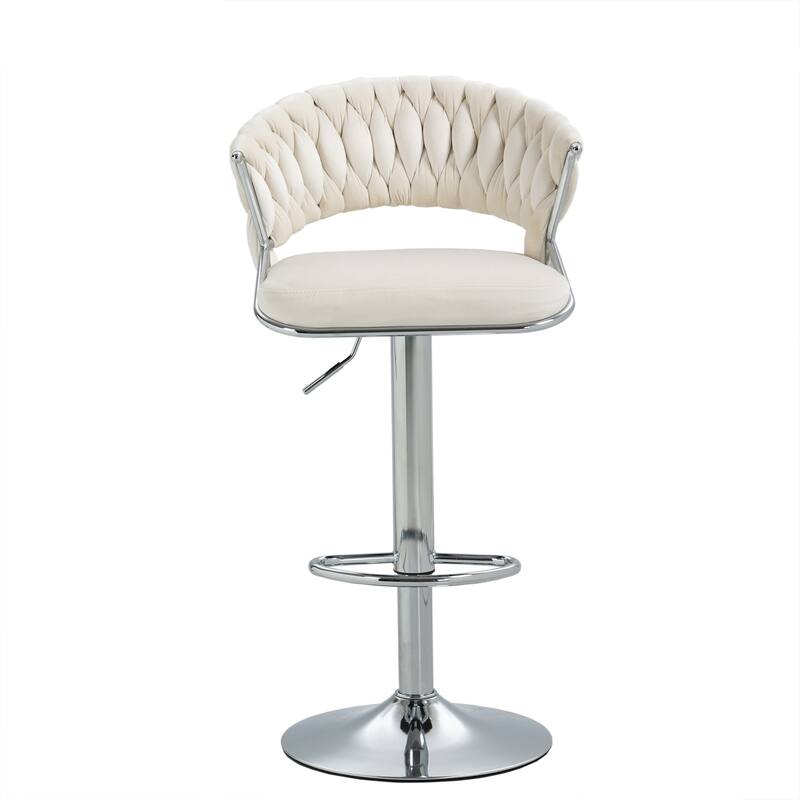Modern Velvet Counter Bar Stools with Backs(Set of 2)