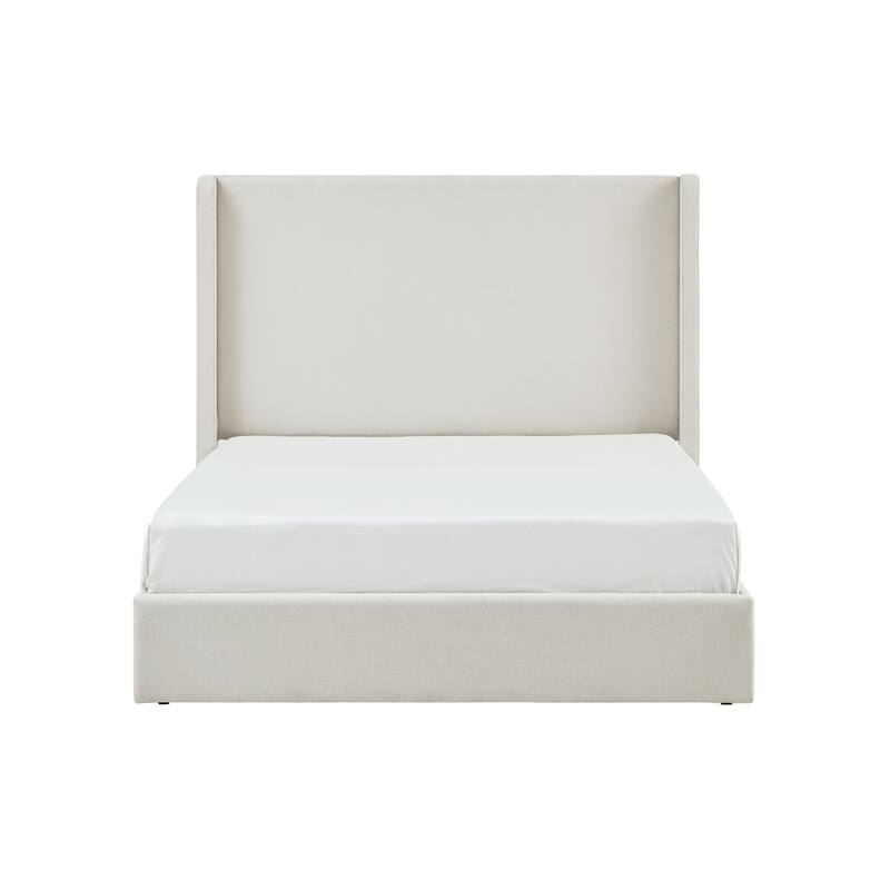 Upholstered Wingback Bed/ Upholstered Platform Bed Frame/ 52.3" High Headboard/ Simplicity/ No Box Spring Needed/ King