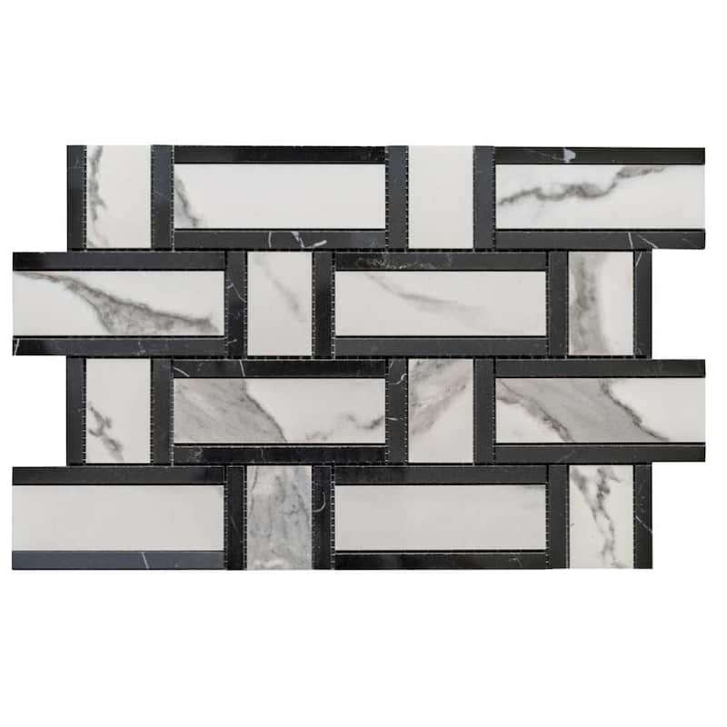 Stately Tre Basketweave 9.5x14 Porcelain Mosaic Tile - Floor, Wall, Backsplash