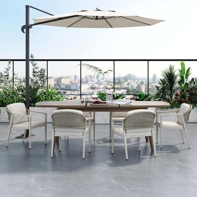 Outdoor Dining Chairs Set of 2, Patio Wicker Rattan Armchairs with Waterproof Cushions for Backyard, Poolside, Balcony