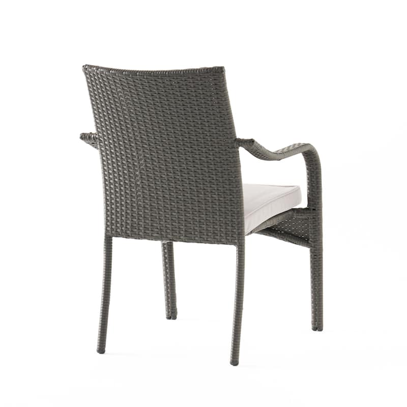 Outdoor PE Rattan Stacking Chair with Iron Frame(Set of 4)