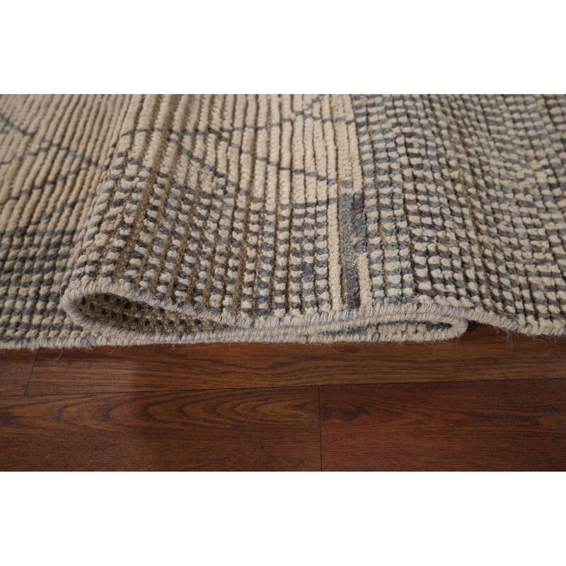 Earth Tone Moroccan Area Rug Handmade Wool Carpet - 6'11"x 10'7"