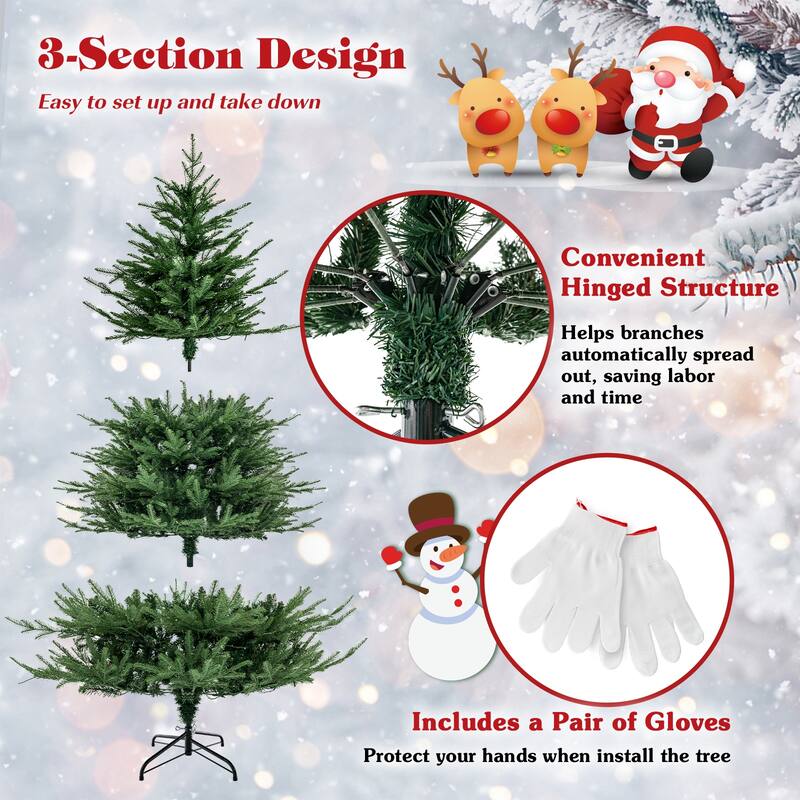 Gymax 6 ft pre-lit artificial Christmas tree artificial hinged
