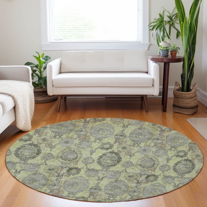Machine Washable Indoor/ Outdoor Chantille Traditional Floral Rug