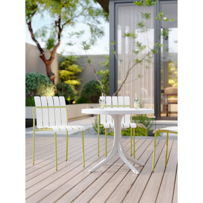 4-Pack Modern Striped Color Block Chairs - Waterproof PP Seat & Sturdy Metal Legs, Indoor/Outdoor Dining Set