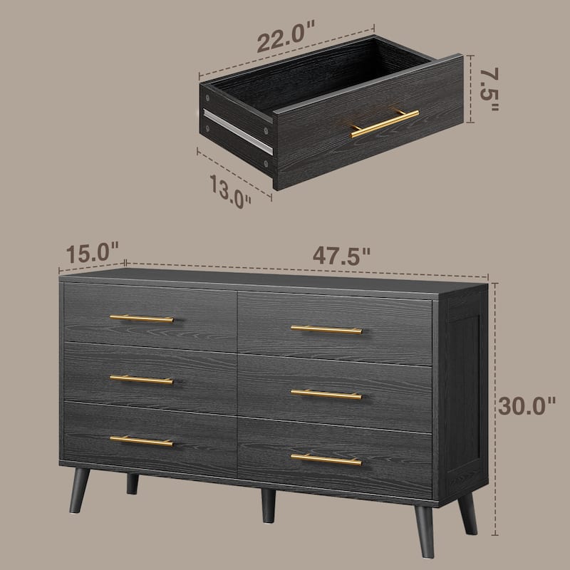 5/6/Chest of Drawers Dresser Modern Drawers with Metal Handles, Wood Storage Dresser for Bedroom, Living Room, Entryway