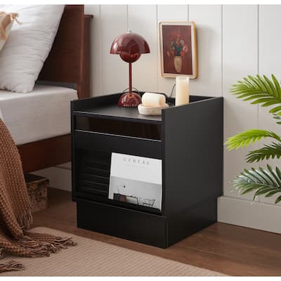 Christopher Knight Home - Mason Mid-Century Modern LED lights Nightstand with 2 Drawers, Bedside Tables/End Table