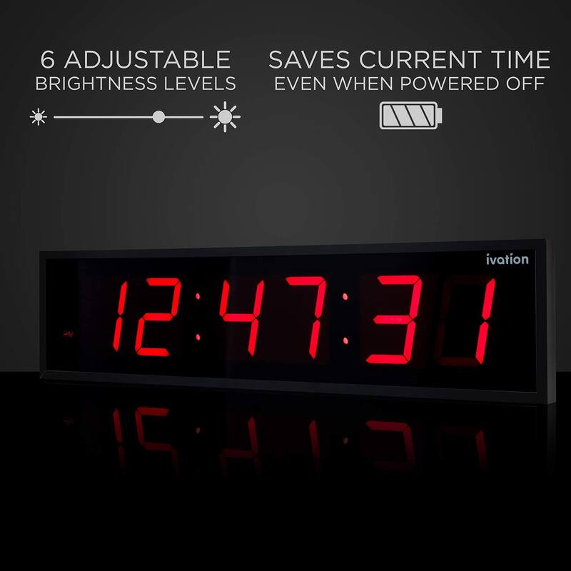Ivation Large Digital Clock, Led Wall Clock with Stopwatch, Alarms, Timer & Remote, White