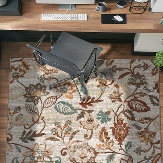 Beige Multi Vine Floral Stylish and Durable Area Rug