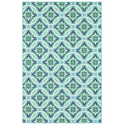 Miramar Blue Green Geometric Outdoor Casual Area Rug