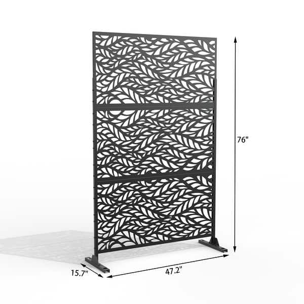 Black Metal Free Standing Outdoor Privacy Screen for Patio Garden Bed