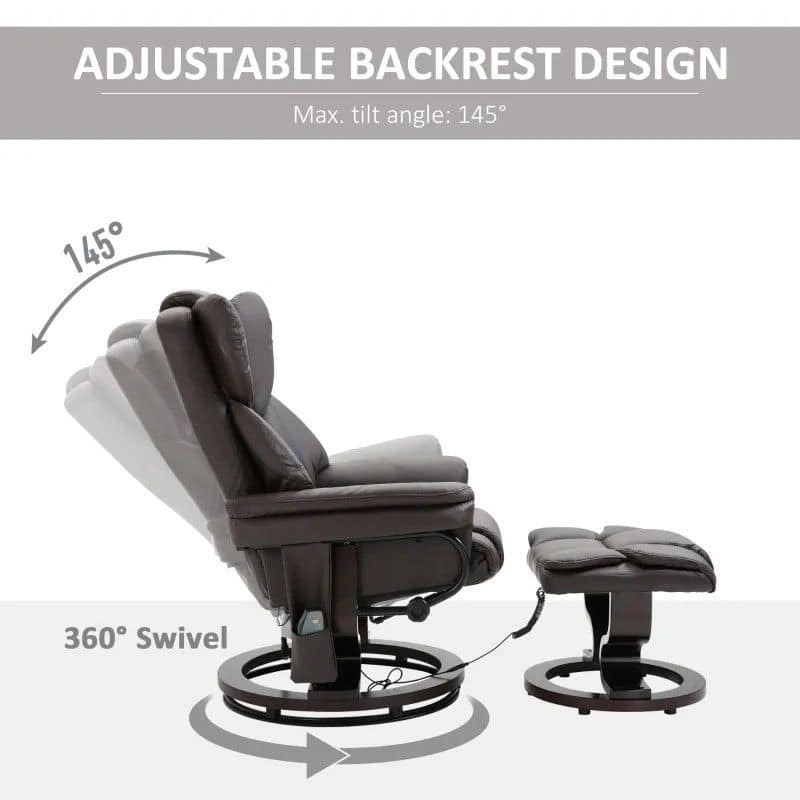 Adjustable Faux Leather Remote Massage Recliner Chair with Ottoman