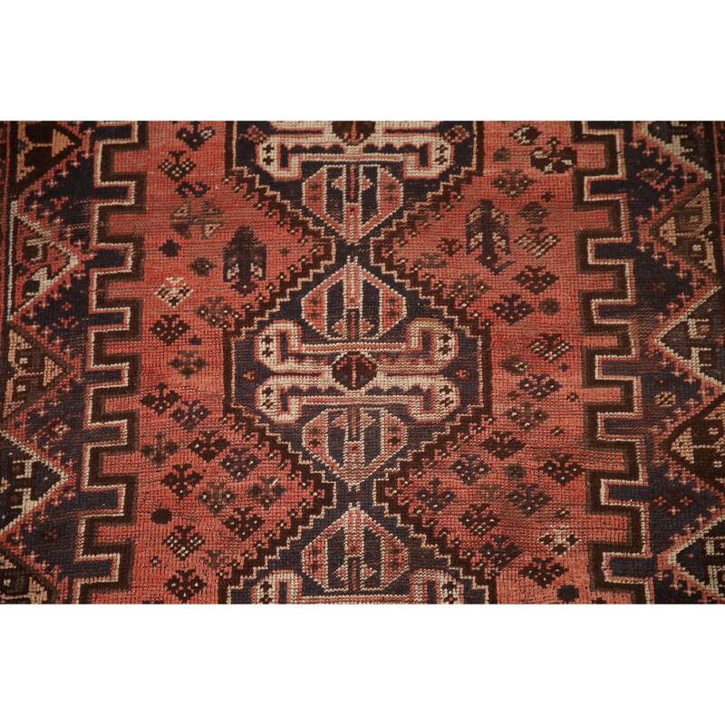 Hand-knotted Vegetable Dye Qashqai Persian Antique Area Rug - 5'0"x 7'7"